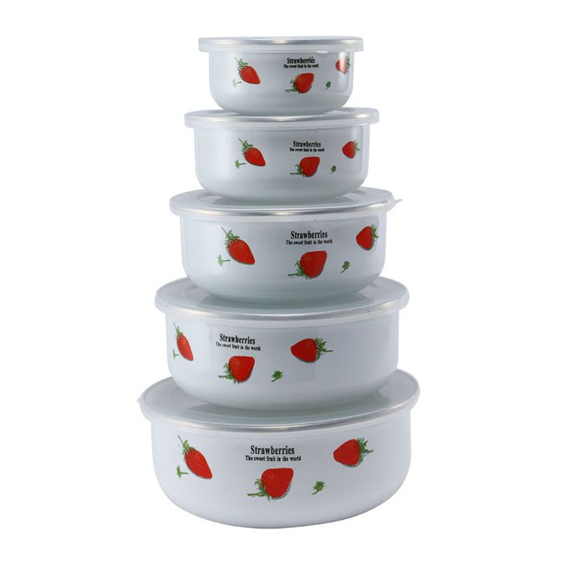Baby Food With Iron - Set 5 Mangkuk Enamel Tebal dengan
