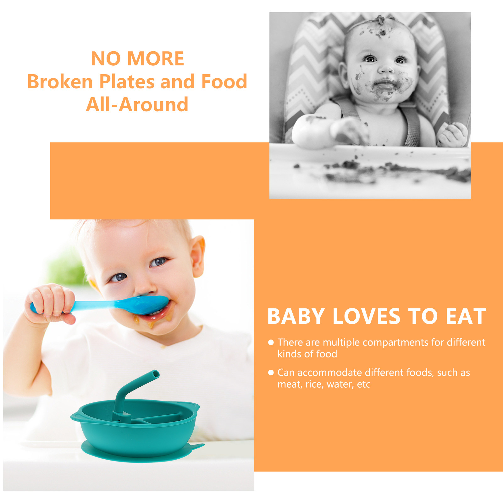 1 Buah Piring Makan Silikon An - Baby Food Dinner ulasan dan harga